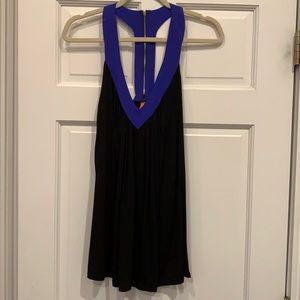 NWT Eight Sixty tank top. Sz large. Black tank top w/Royal blue detailing